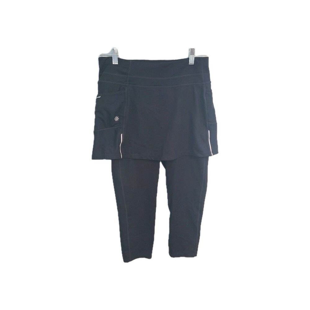 Athleta Women S Be Free Black 2-in-1 Skirted Capri Leggings Running Training Gym